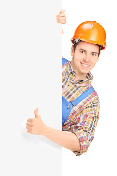 Construction worker giving thumb up