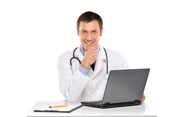 Doctor working on laptop — Stock Photo, Image