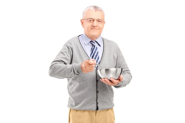 Gentleman holding stainless steel pot — Stock Photo, Image