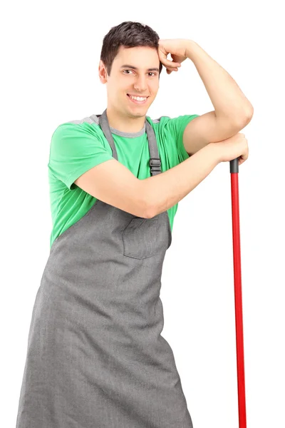 Smiling male cleaner posing — Stock Photo, Image