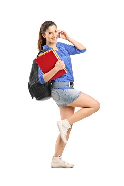 Scuola ragazza in possesso di libri — Foto Stock