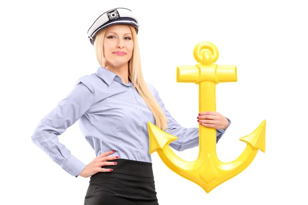 Sailor woman with an anchor — Stock Photo, Image