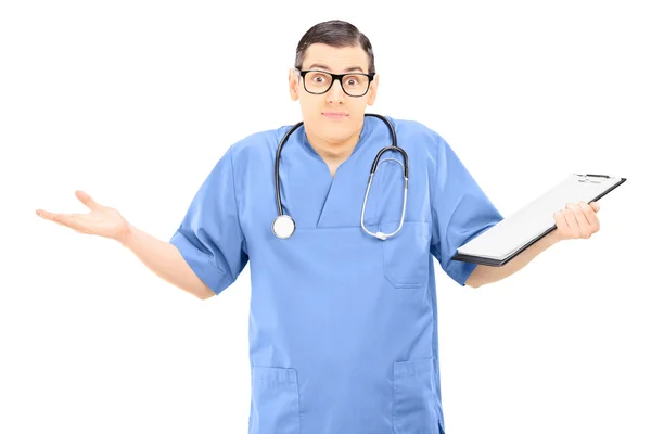 Confused male doctor — Stock Photo, Image