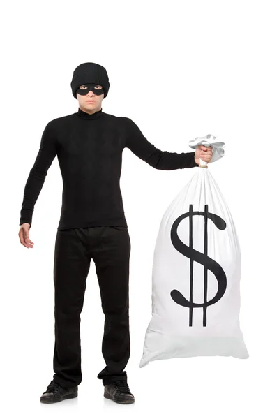 Thief holding bag with US sign — Stock Photo, Image