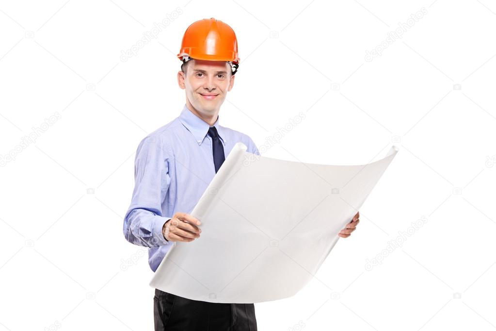 Foreman holding blueprints