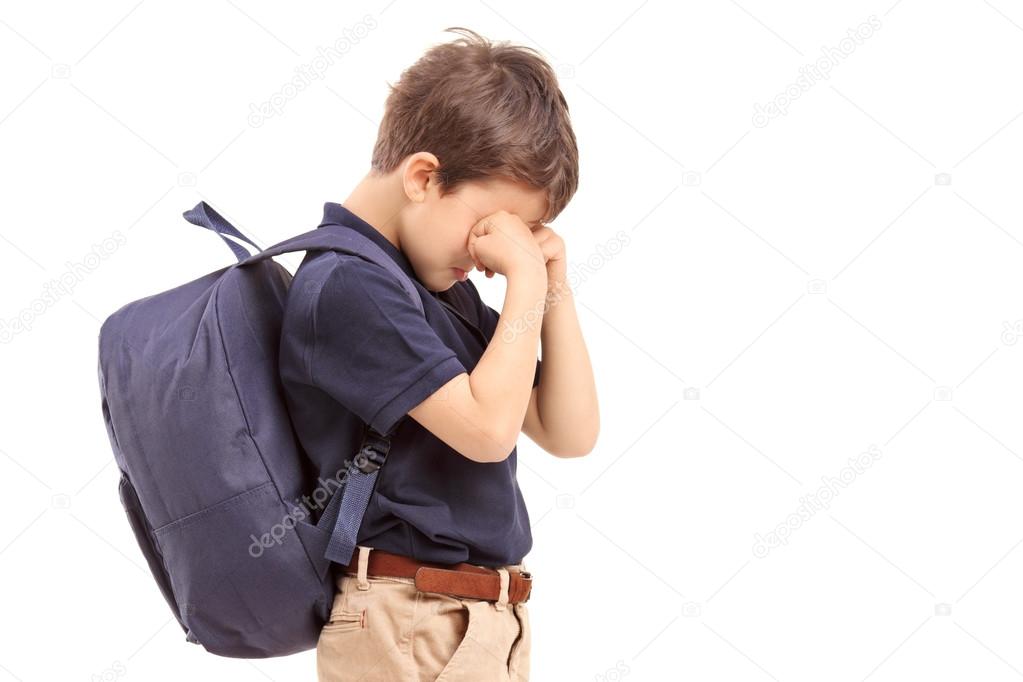 Schoolboy crying