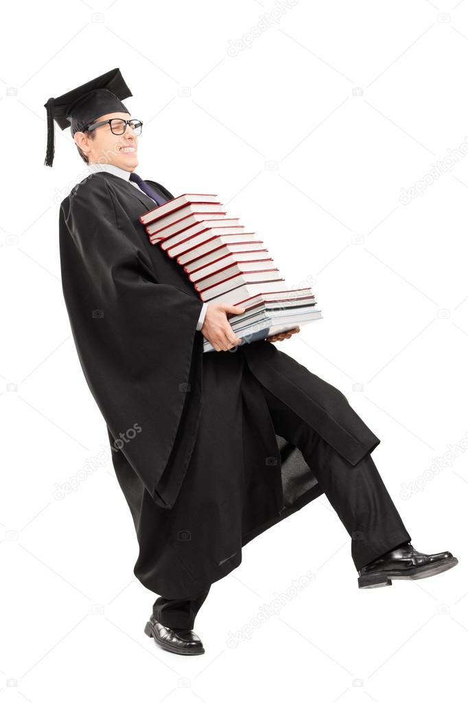 Man carrying bunch of books