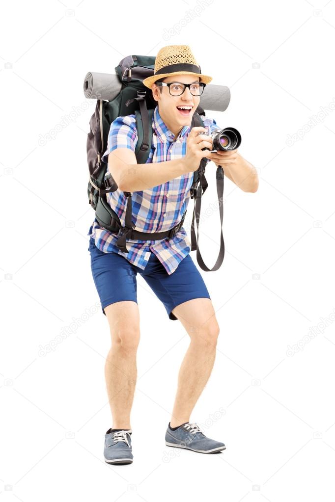 Male tourist taking picture