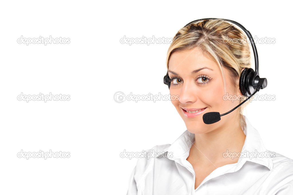 Young female wearing headset