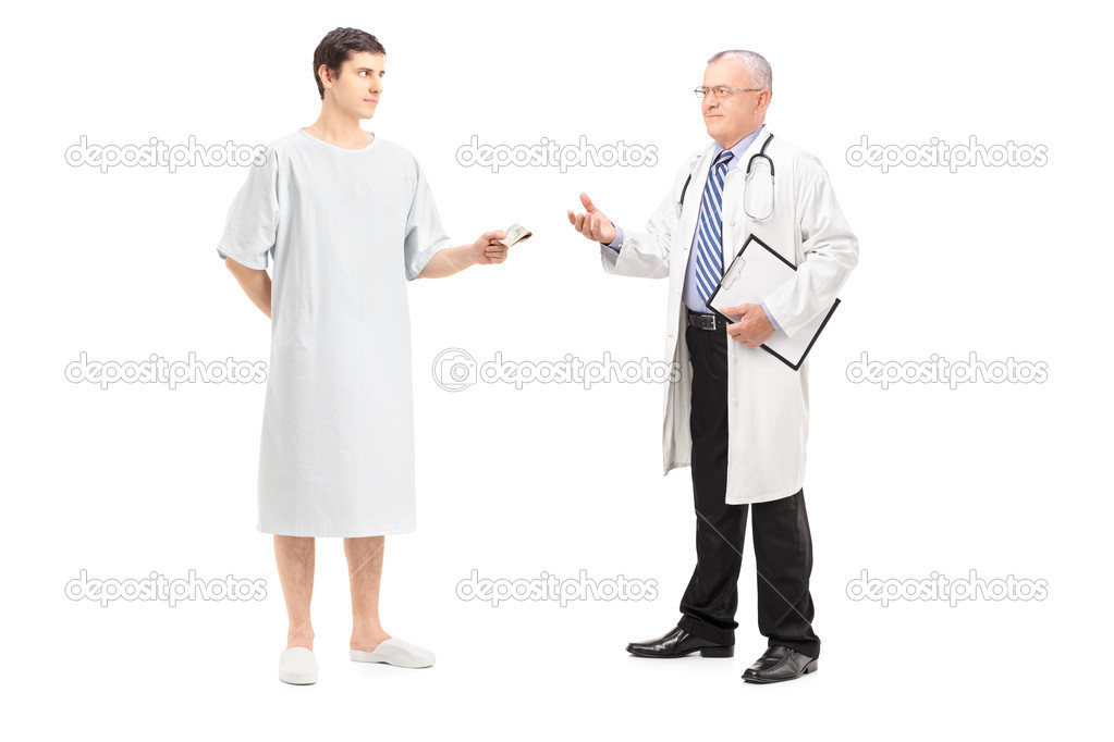 Patient offering money to doctor