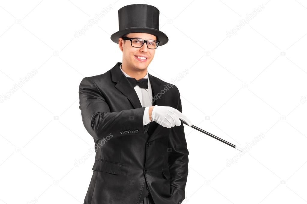 Magician holding magic wand