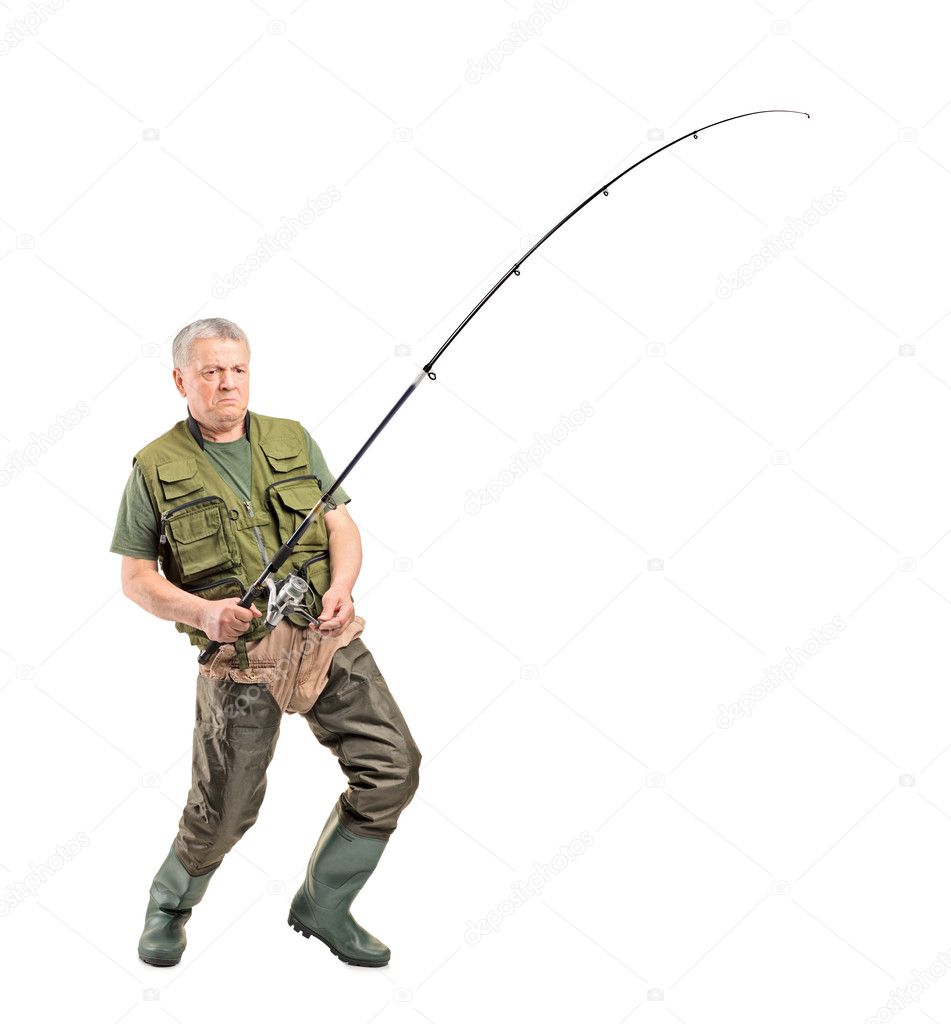 Fisherman holding fishing pole — Stock Photo © ljsphotography