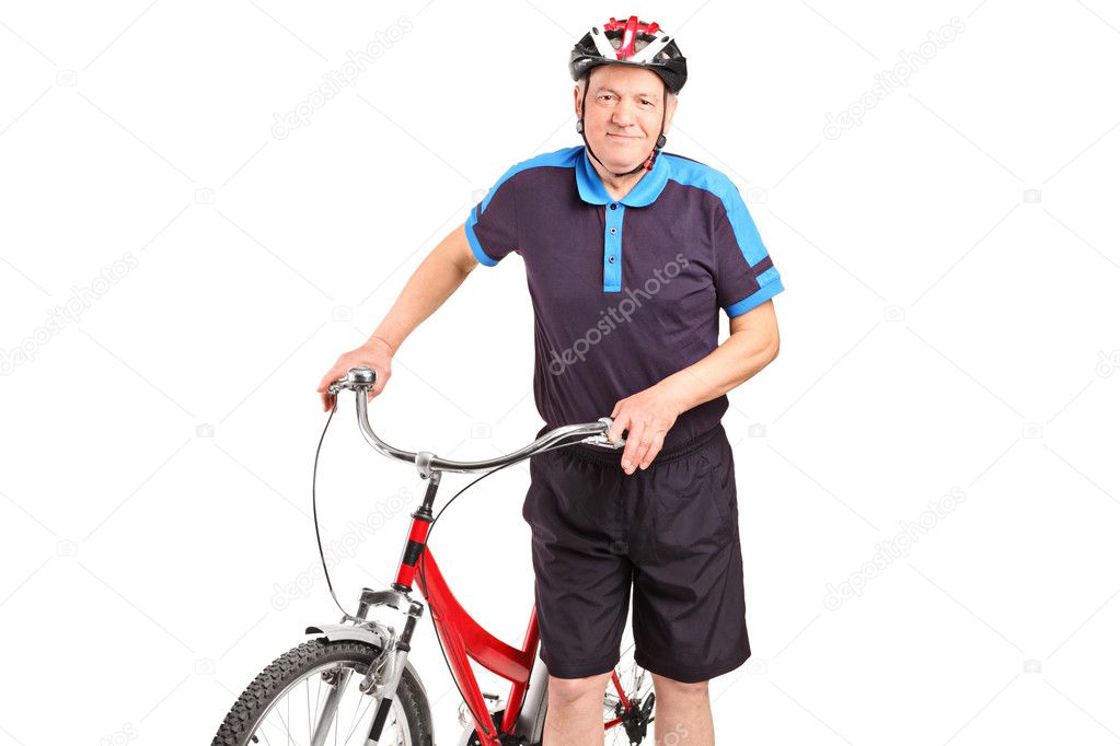 Senior bicyclist ridng bicycle