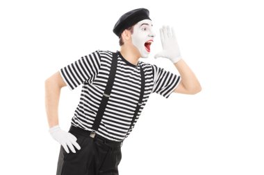 Mime artist shouting clipart