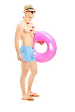 adam Yüzme yüzük수영 반지를 들고 남자