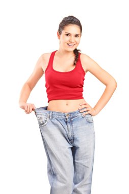 Kız gösteren eski büyük boy kot