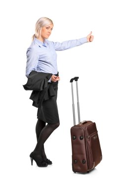 genç seksi kadın otostop