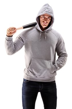 erkek beyzbol sopası tutuyor