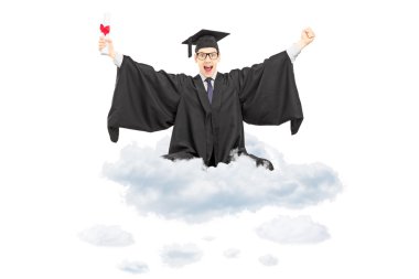 heyecanlı öğrencinin diploma holding