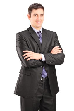 kollarını çapraz poz işadamı