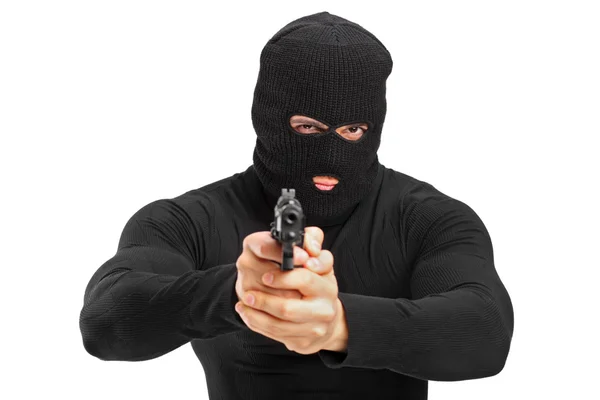 Ladrão segurando arma — Fotografia de Stock