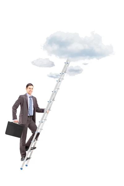Businessman climbing ladder — Stock Photo, Image
