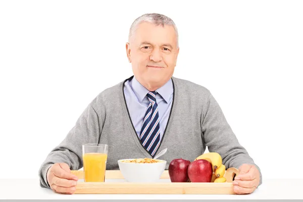 Gentleman with drink and food — Stock Photo, Image