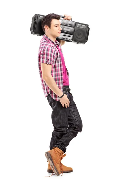 Homem posando com rádio — Fotografia de Stock