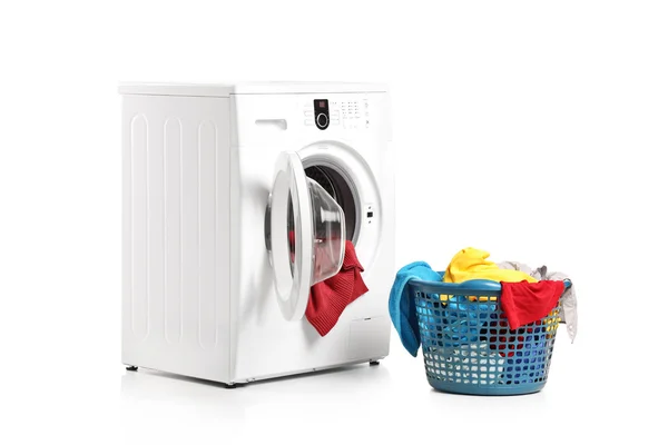 Washing machine and laundry bin — Stock Photo, Image