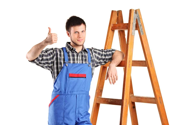 Handarbeiter neben Leiter — Stockfoto