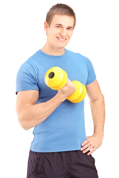 Guy lifting dumbbell — Stock Photo, Image