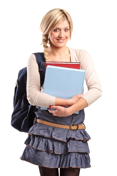 Estudiante con libros de celebración — Foto de Stock