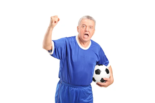 Fanatischer Fußballfan jubelt — Stockfoto