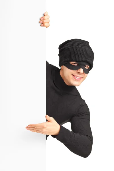 Ladro con maschera da rapina — Foto Stock