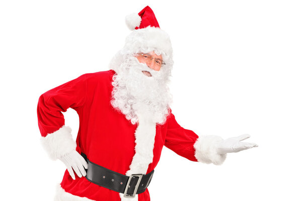 Happy santa claus gesturing