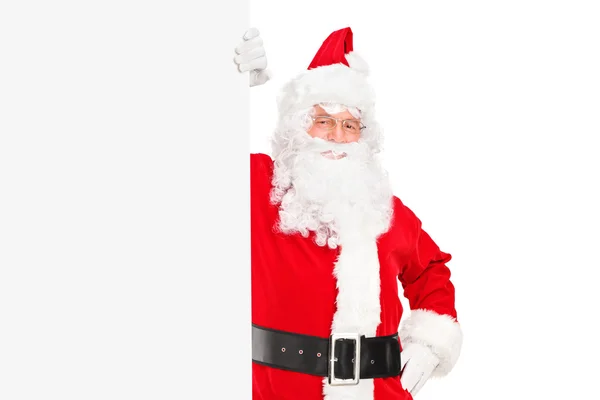Smiling Santa Claus next to billboard — Stock Photo, Image