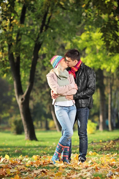 Pareja besándose en parque —  Fotos de Stock