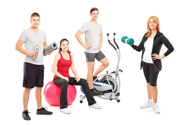 Athletes with fitness equipment — Stock Photo, Image