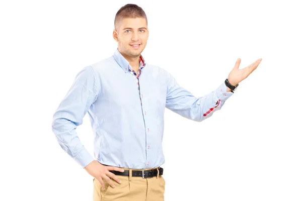 Handsome guy gesturing — Stock Photo, Image