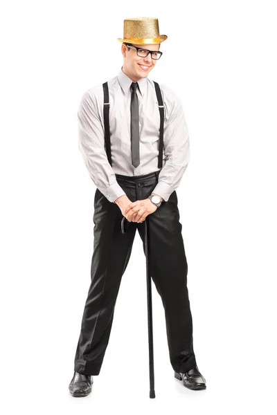Stylish man holding cane — Stock Photo, Image