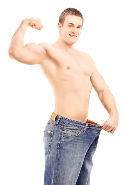 Man in big jeans — Stock Photo, Image