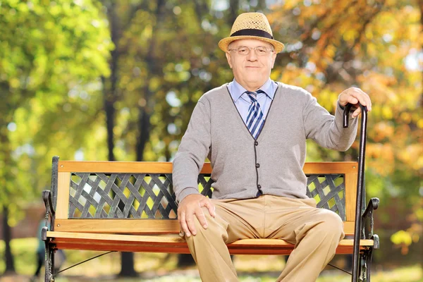 Relaxado cavalheiro sénior no parque — Fotografia de Stock