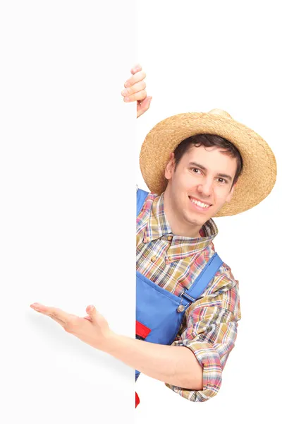 Gestor do agricultor no painel em branco — Fotografia de Stock
