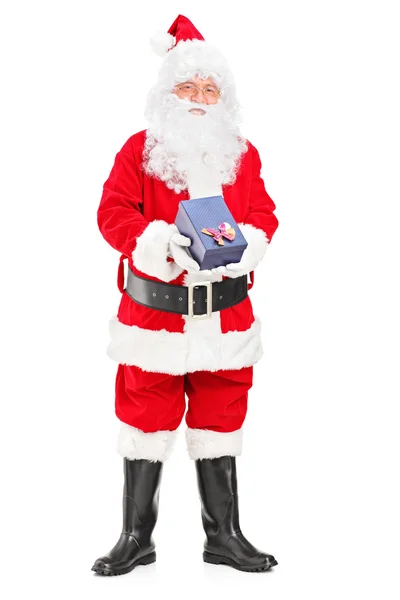 Szczęśliwy Mikołaja z giftbox — Zdjęcie stockowe