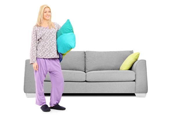 Blond woman in pajamas — Stock Photo, Image