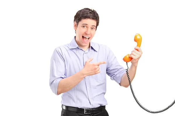 Mann mit Telefonschlauch — Stockfoto