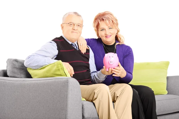 Couple holding piggy bank — Stock Photo, Image