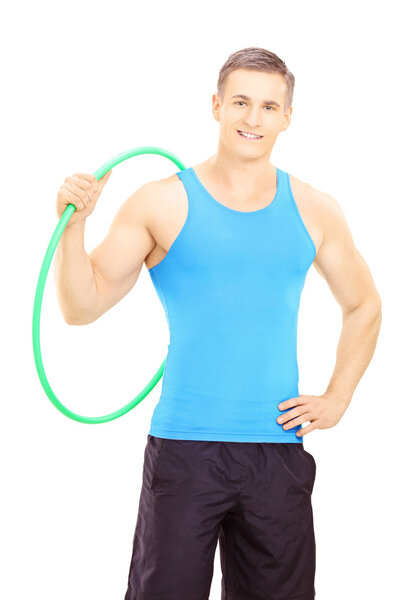 Athlete holding a hula-hoop
