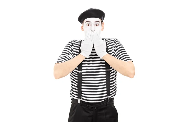 Chockad MIME-konstnär i misstro — Stockfoto