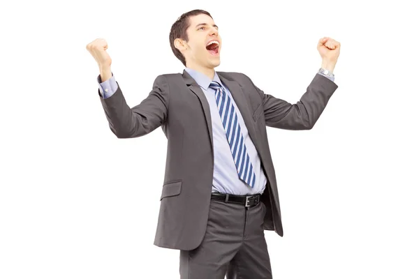 Businessman gesturing excitement — Stock Photo, Image